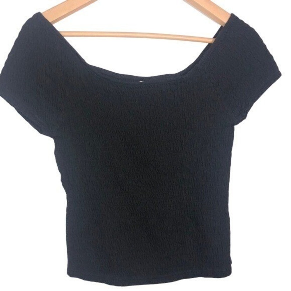 Black Cap Sleeve Off‎ The Shoulder Fitted Top XXL